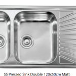 SS Pressed Sink Double 120x50cm Matt